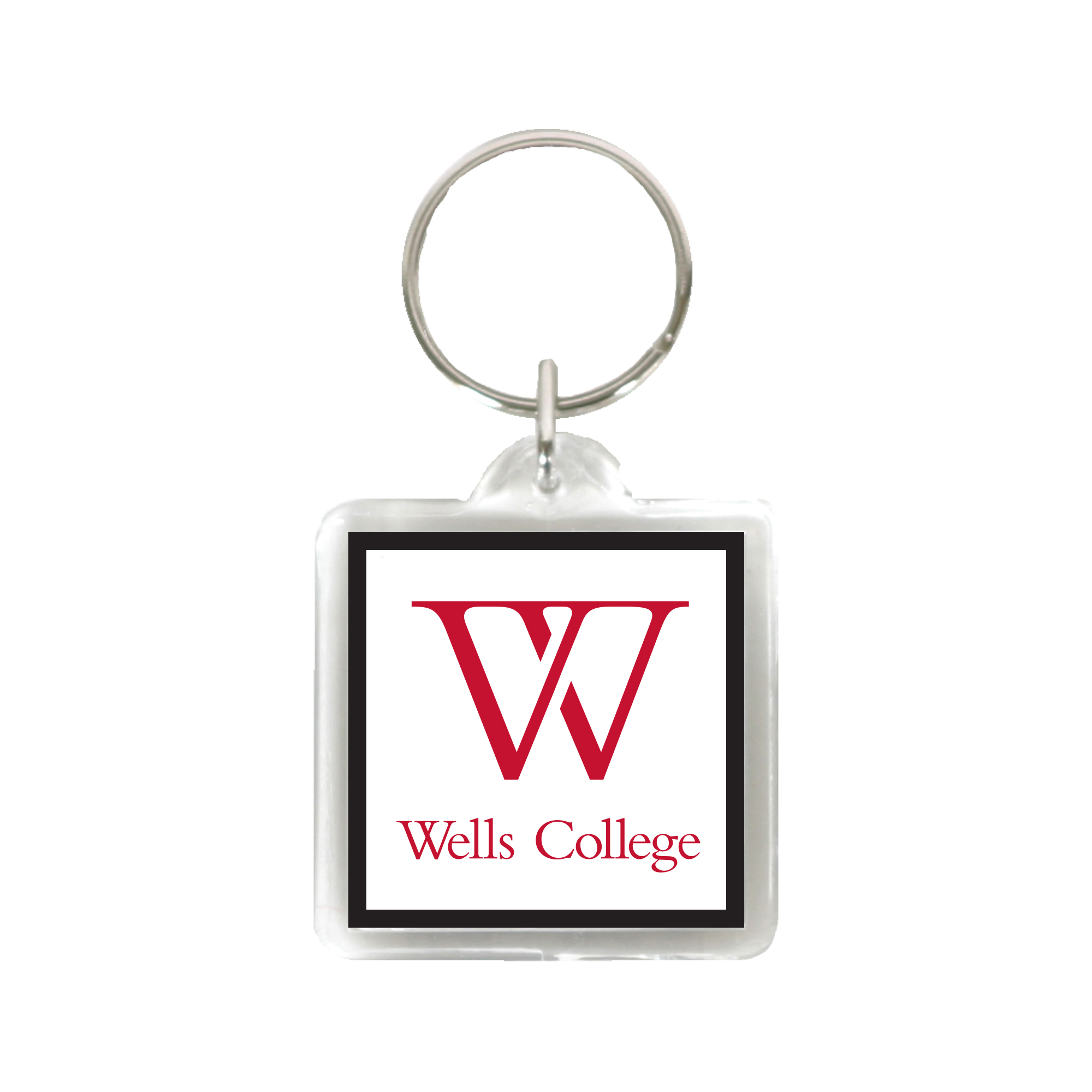 Square Acrylic Key Tag with Wells Logo